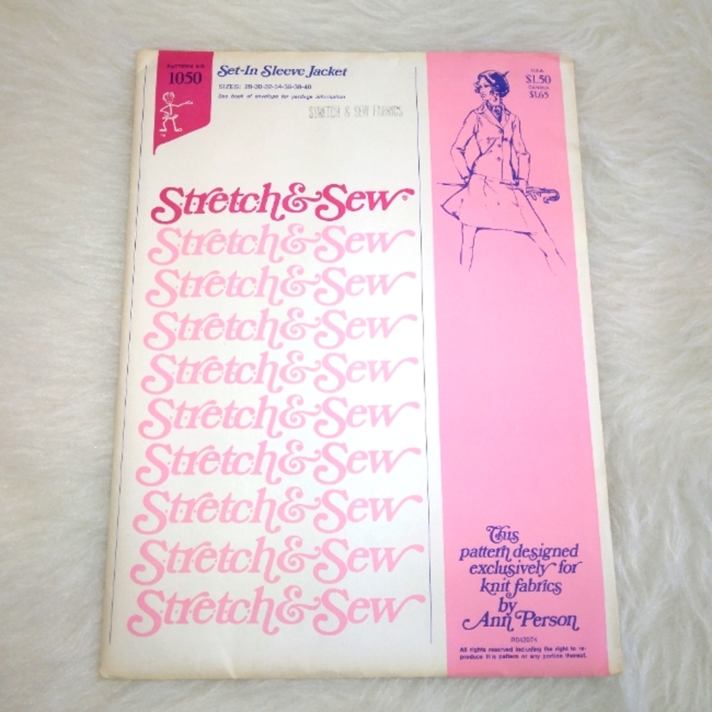 STRETCH & SEW 1050 Set-in Sleeve Jacket Bust 28-30-32-34-36-38-40